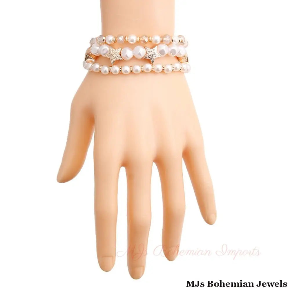 Cream Pearl Star Bracelets