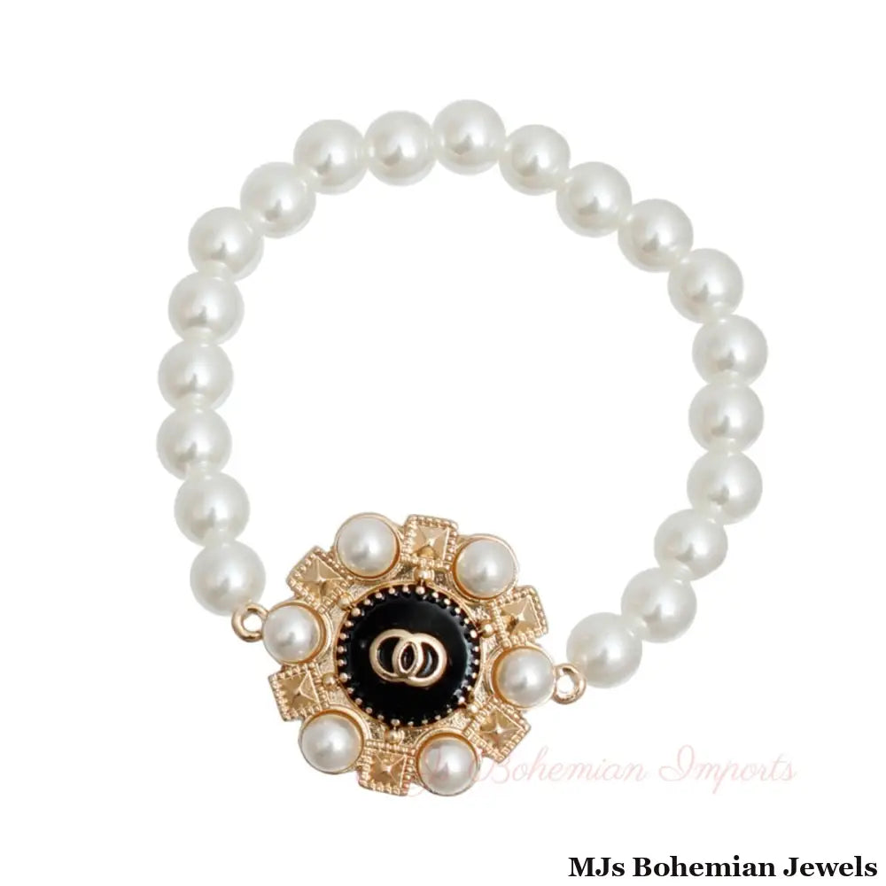 Cream Pearl Studded Infinity Bracelet