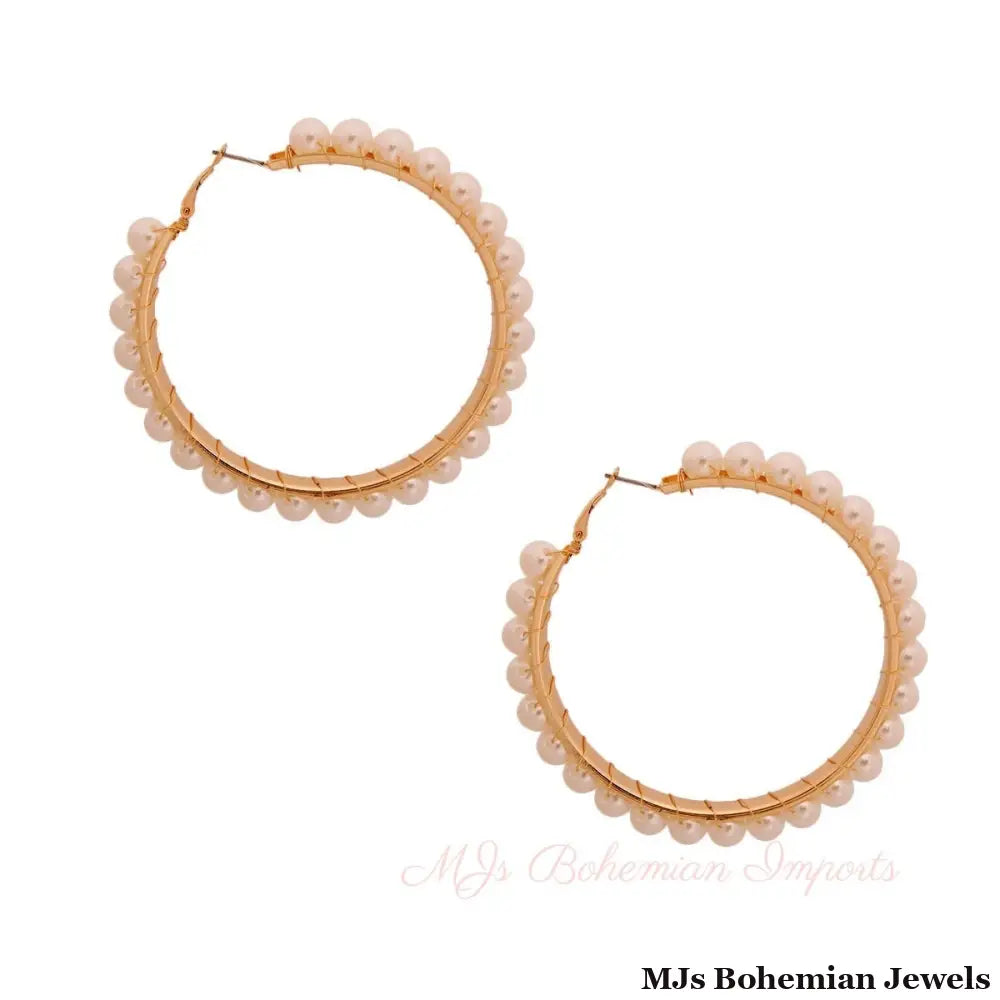 Cream Wire Wrapped 3 Inch Hoops