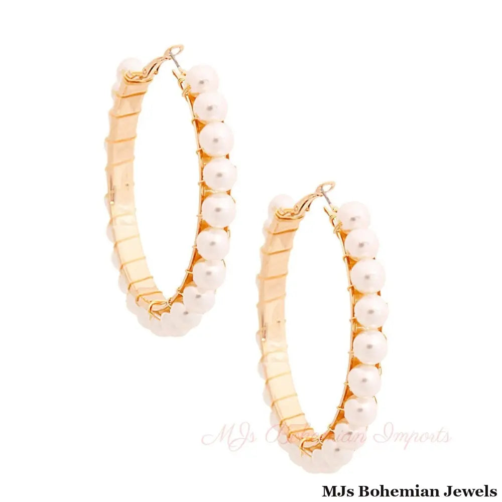 Cream Wire Wrapped Hoops