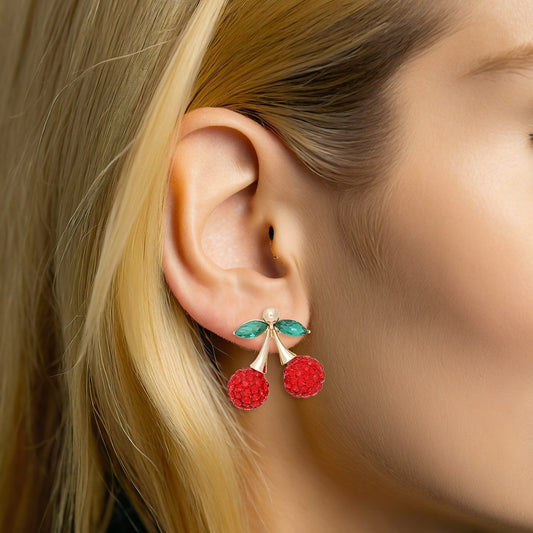 Stud Pin Up Inspo Double Cherry Glam Earrings