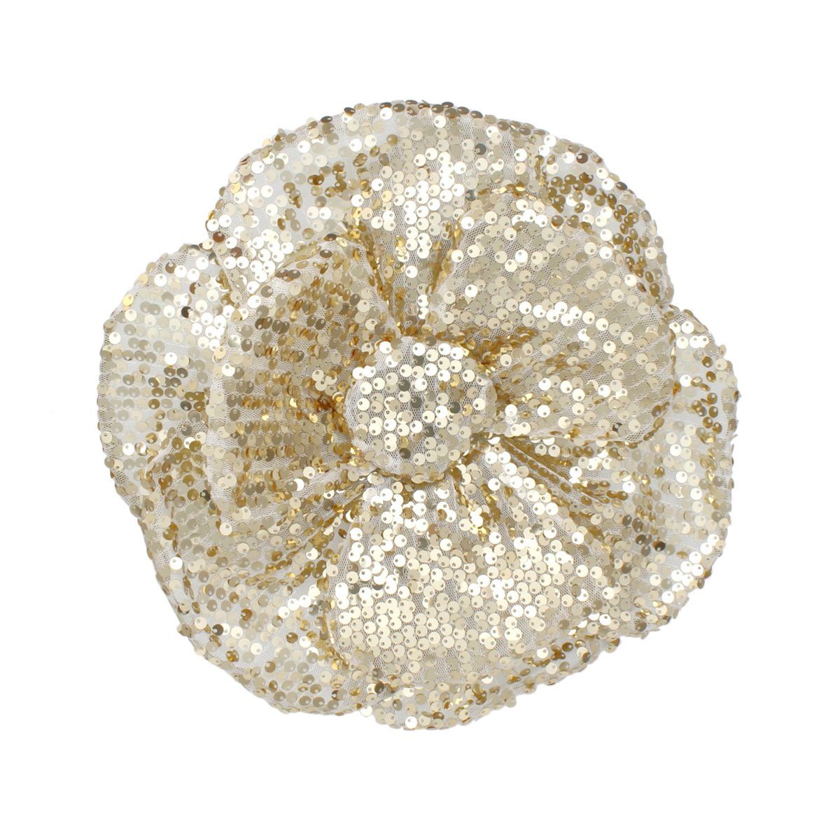 XL Flower Gold Sequin Hair Clip Headband Brooch