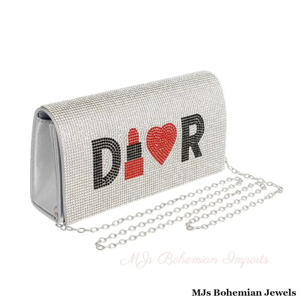 Designer Lipstick Silver Flap Clutch
