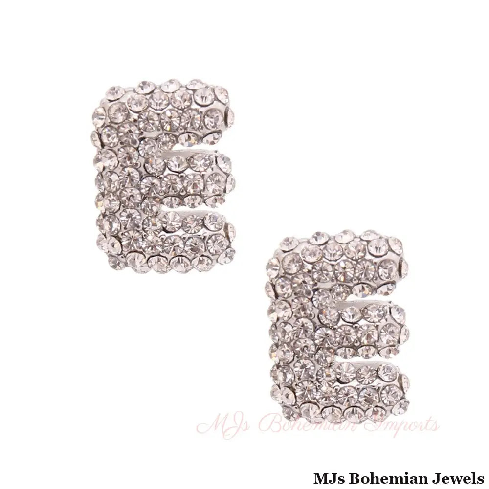 E Rhinestone Silver Studs