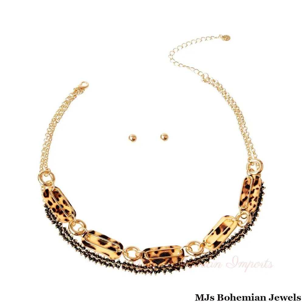 Elegant Gold Leopard Link Set