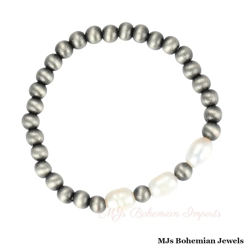 Freshwater Pearl Faux Navajo Bracelet