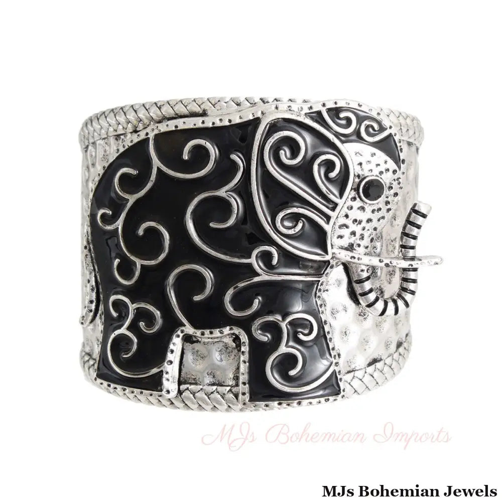 Full Black Elephant Cuff