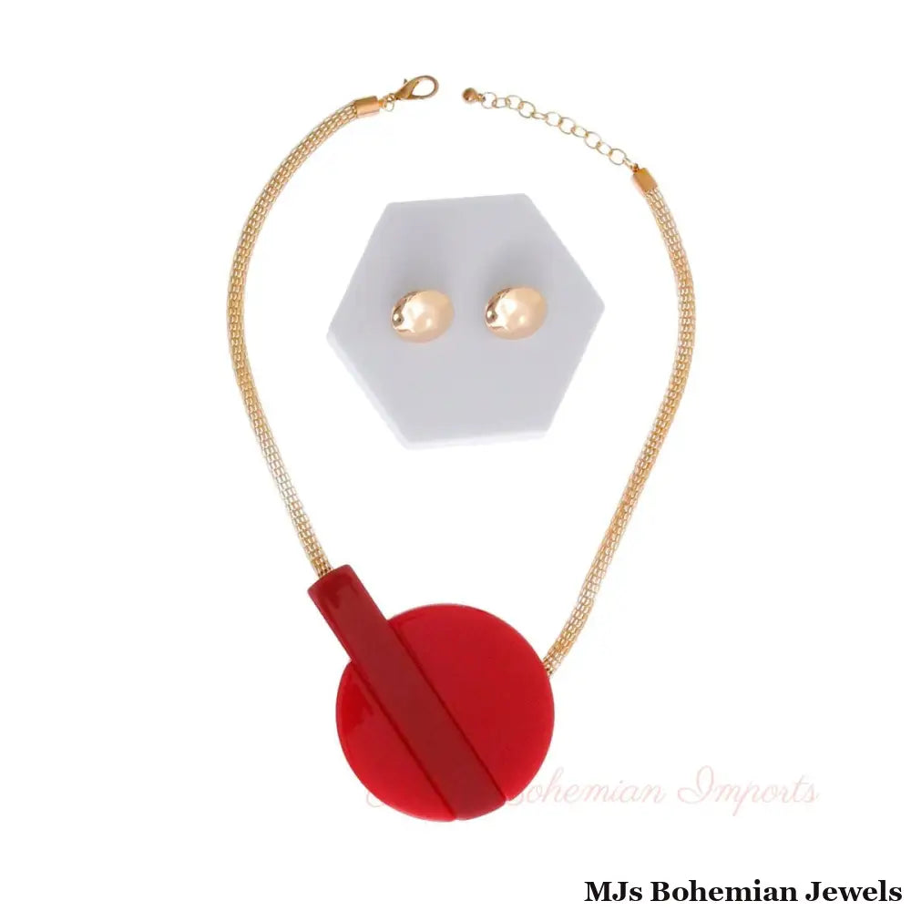 Geometric Red Magnet Necklace