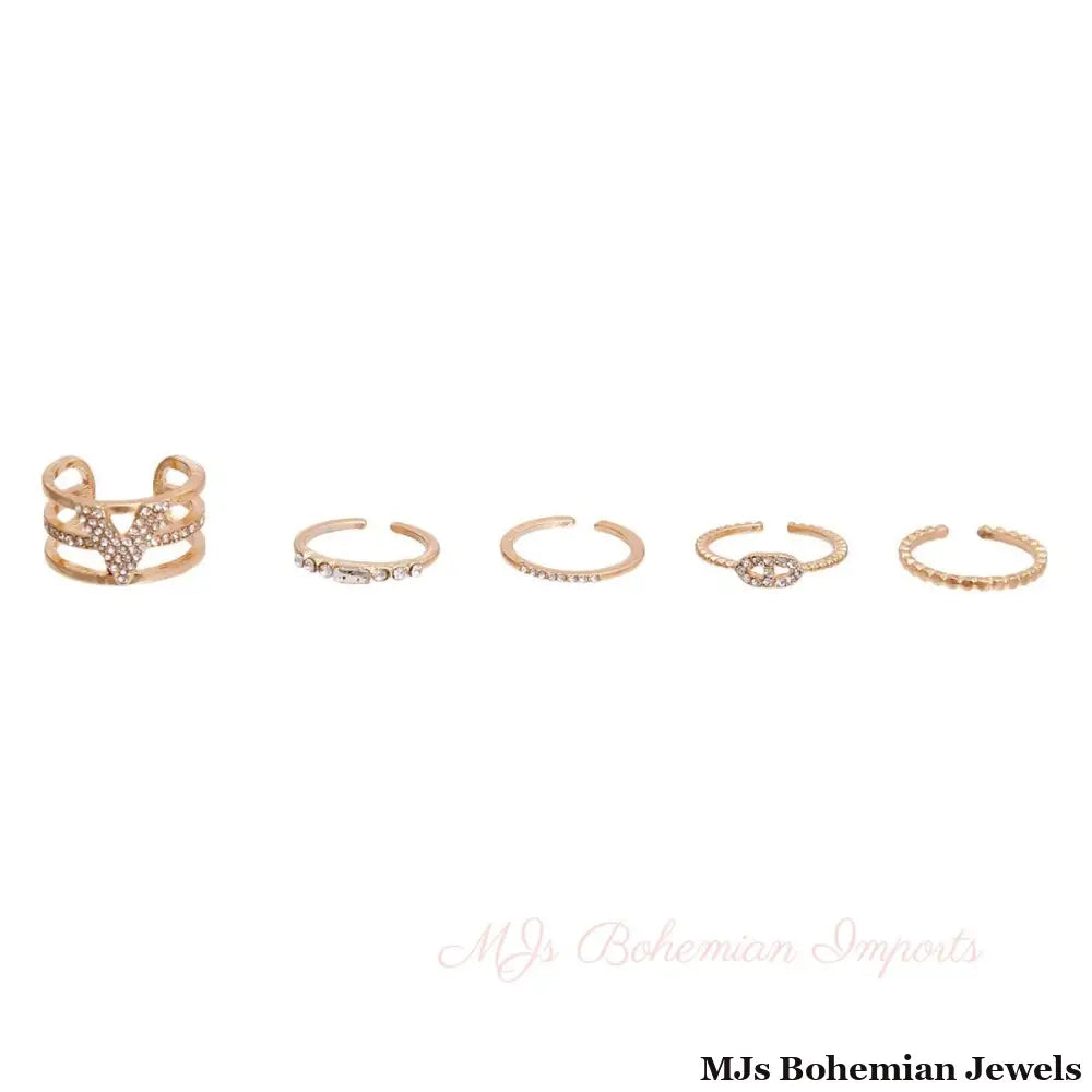 Gilded Glamour: Signature Rings Set