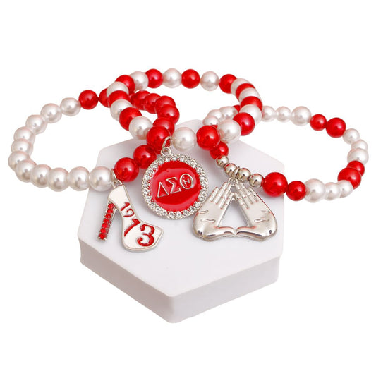 Radiate with Elegance: ΔΣΘ  DST Pearl Bracelet Set