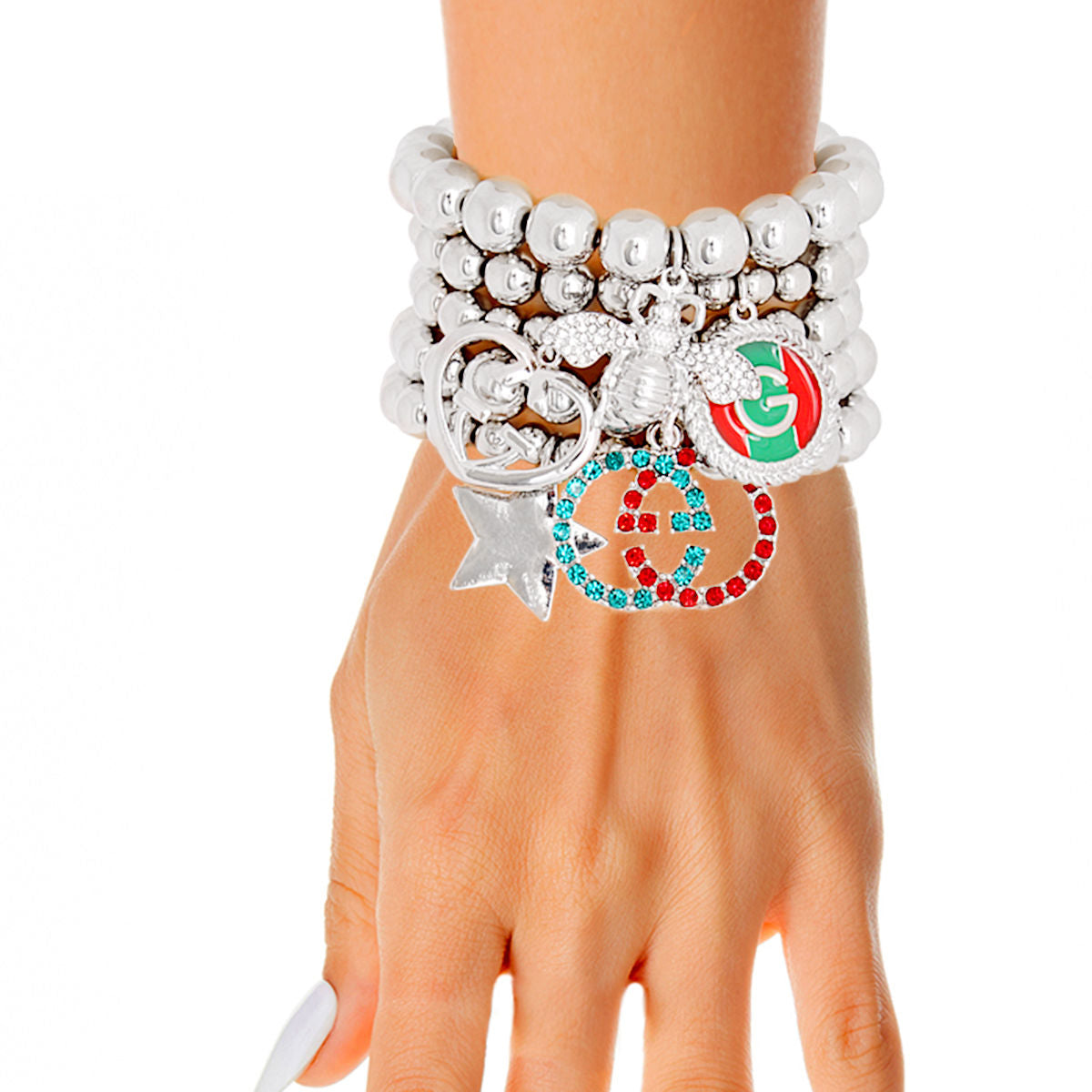 Silver Luxe Charm Stretch Bracelets