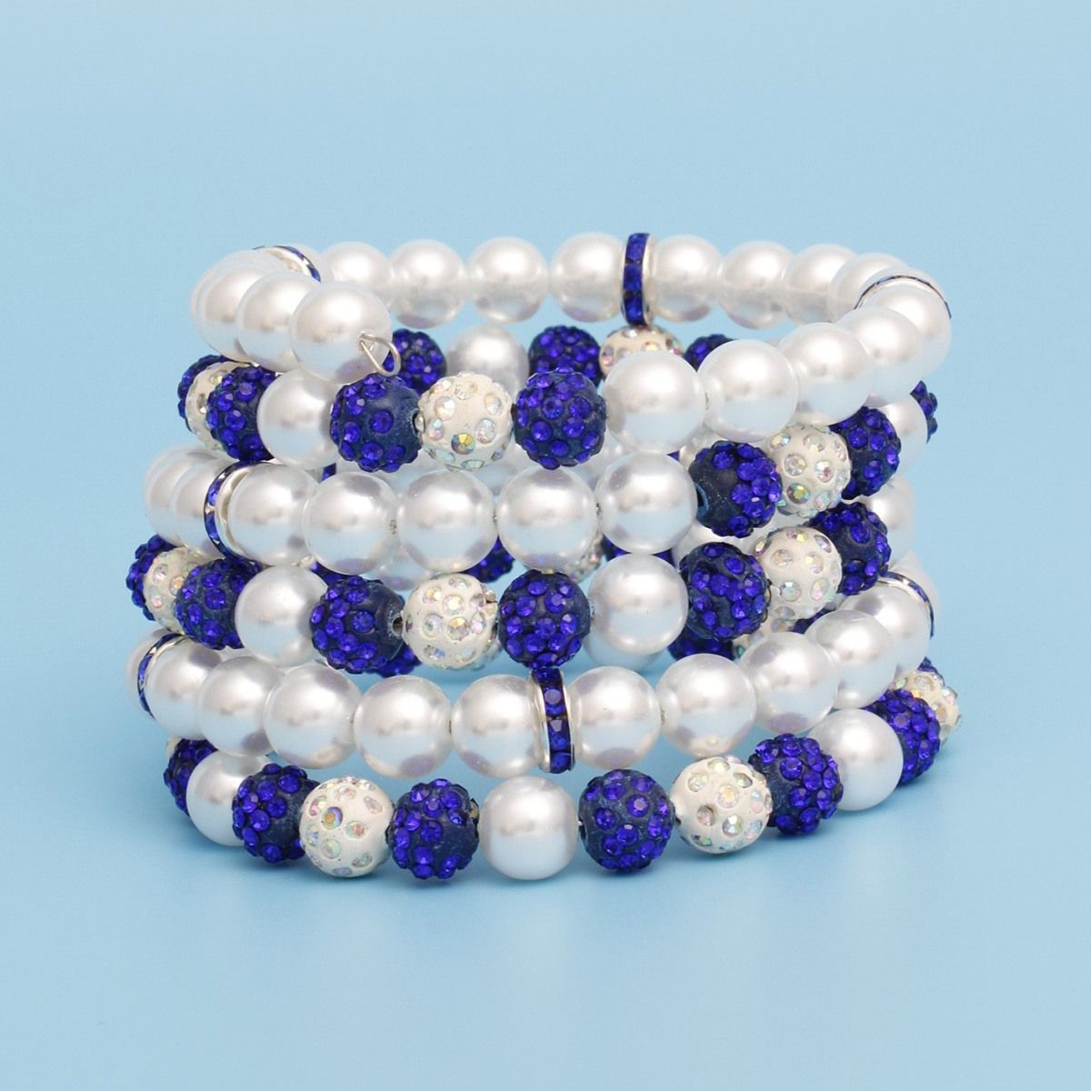 ZPB White Pearl and Bead Memory Wire Bracelet