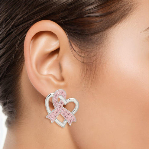 Breast Cancer Silver Light Pink Ribbon Loop Studs – MJs Bohemian Jewels