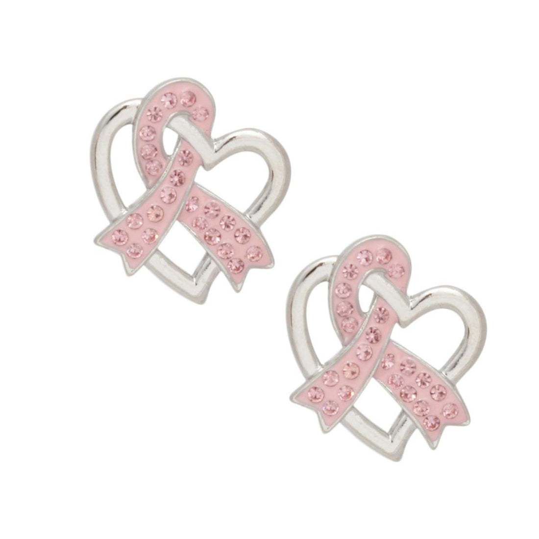 Breast Cancer Silver Light Pink Ribbon Loop Studs – MJs Bohemian Jewels