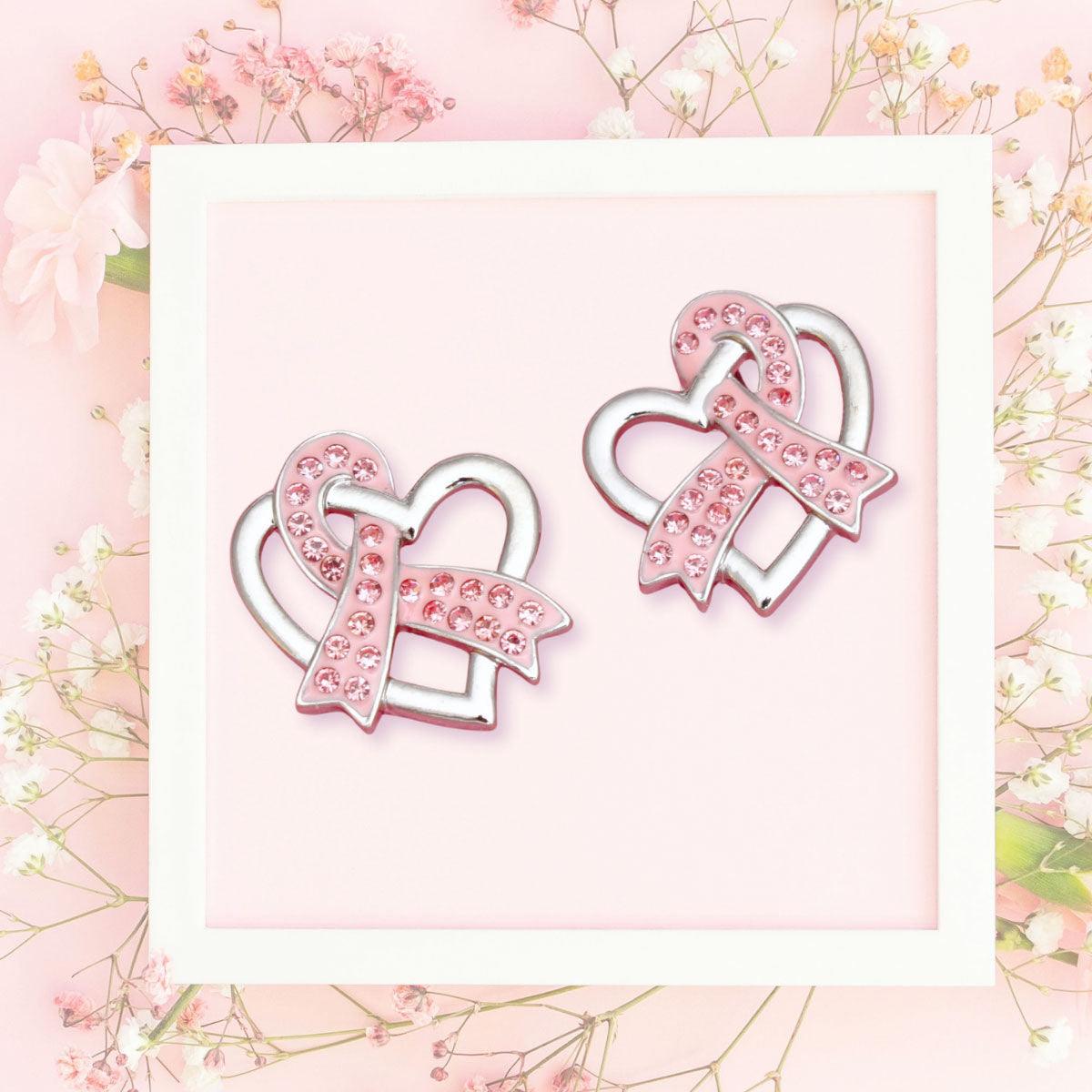 Breast Cancer Silver Light Pink Ribbon Loop Studs – MJs Bohemian Jewels