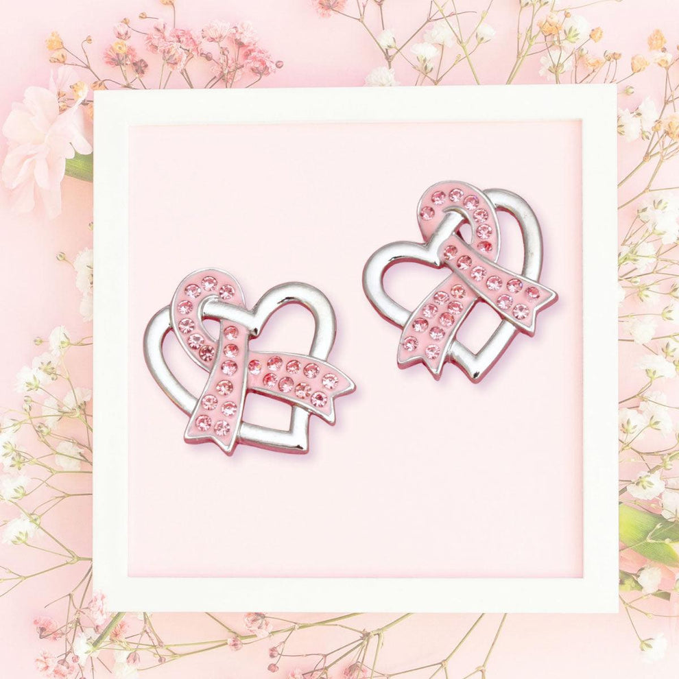 Breast Cancer Silver Light Pink Ribbon Loop Studs – MJs Bohemian Jewels
