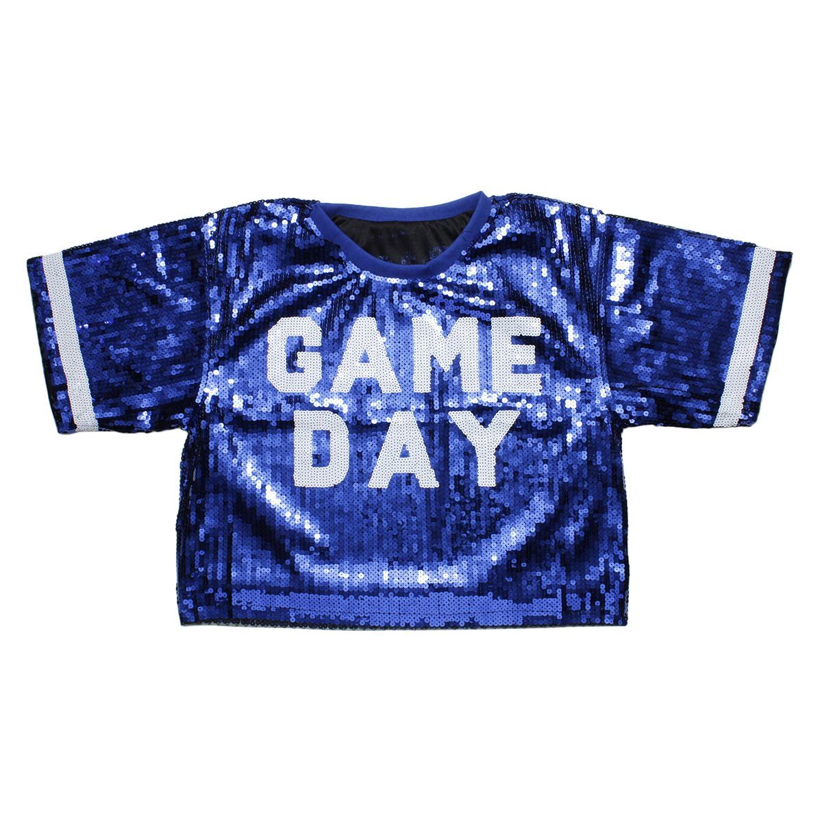 Jersey ZPB Blue White Sequin GAME DAY Crop Top