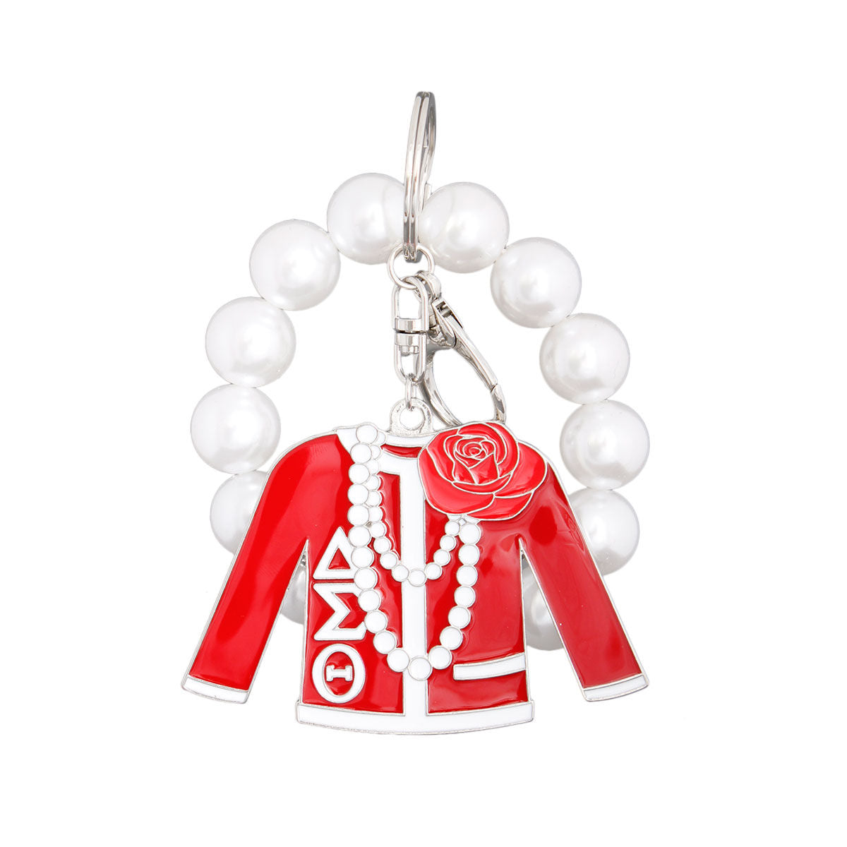 Red and White Delta Sorority Keychain|4.25 x 3.25 inches