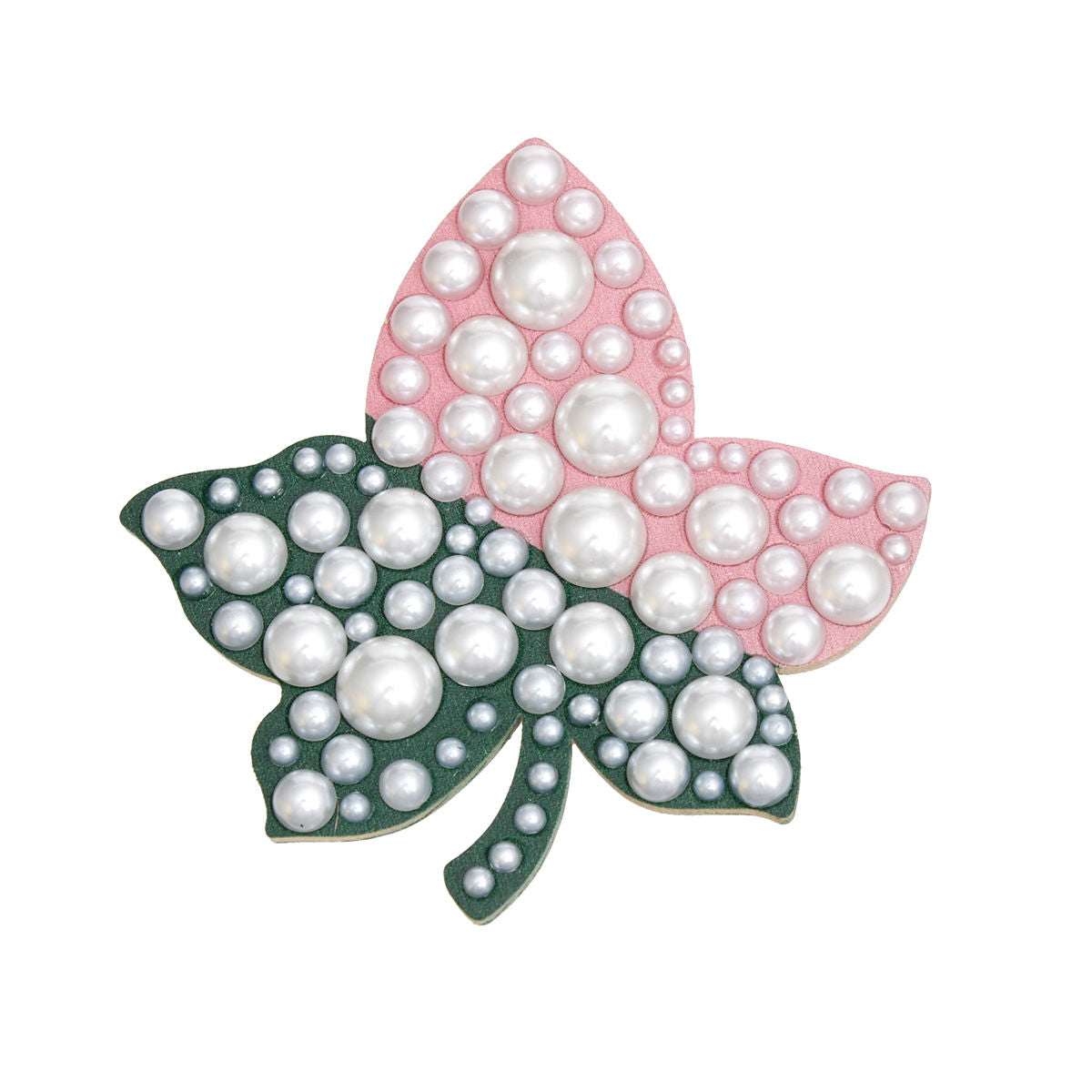 AKA Sorority Pink Green Ivy Leaf Wood Pearl Brooch