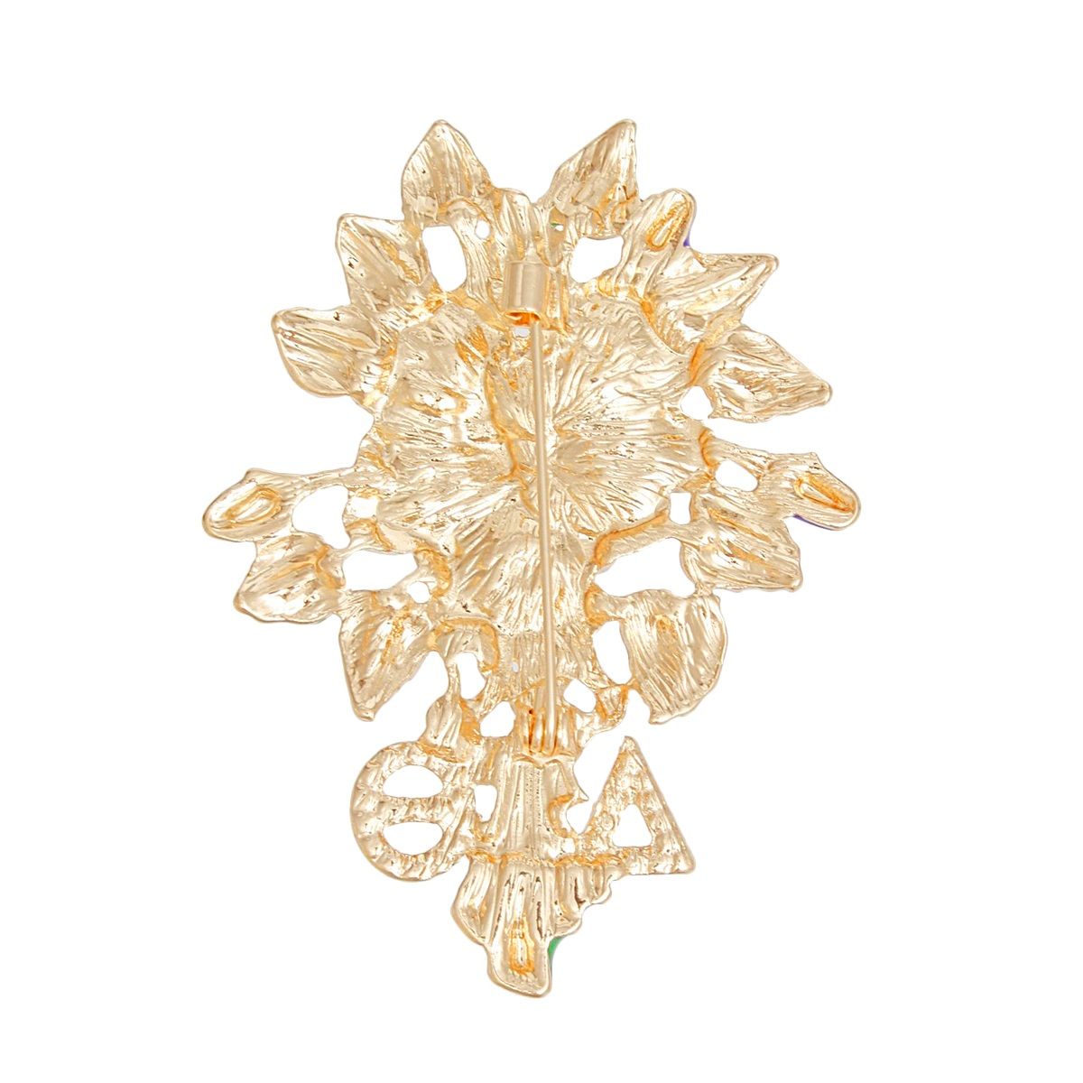 DST Sorority Purple Violets Gold Brooch for Women