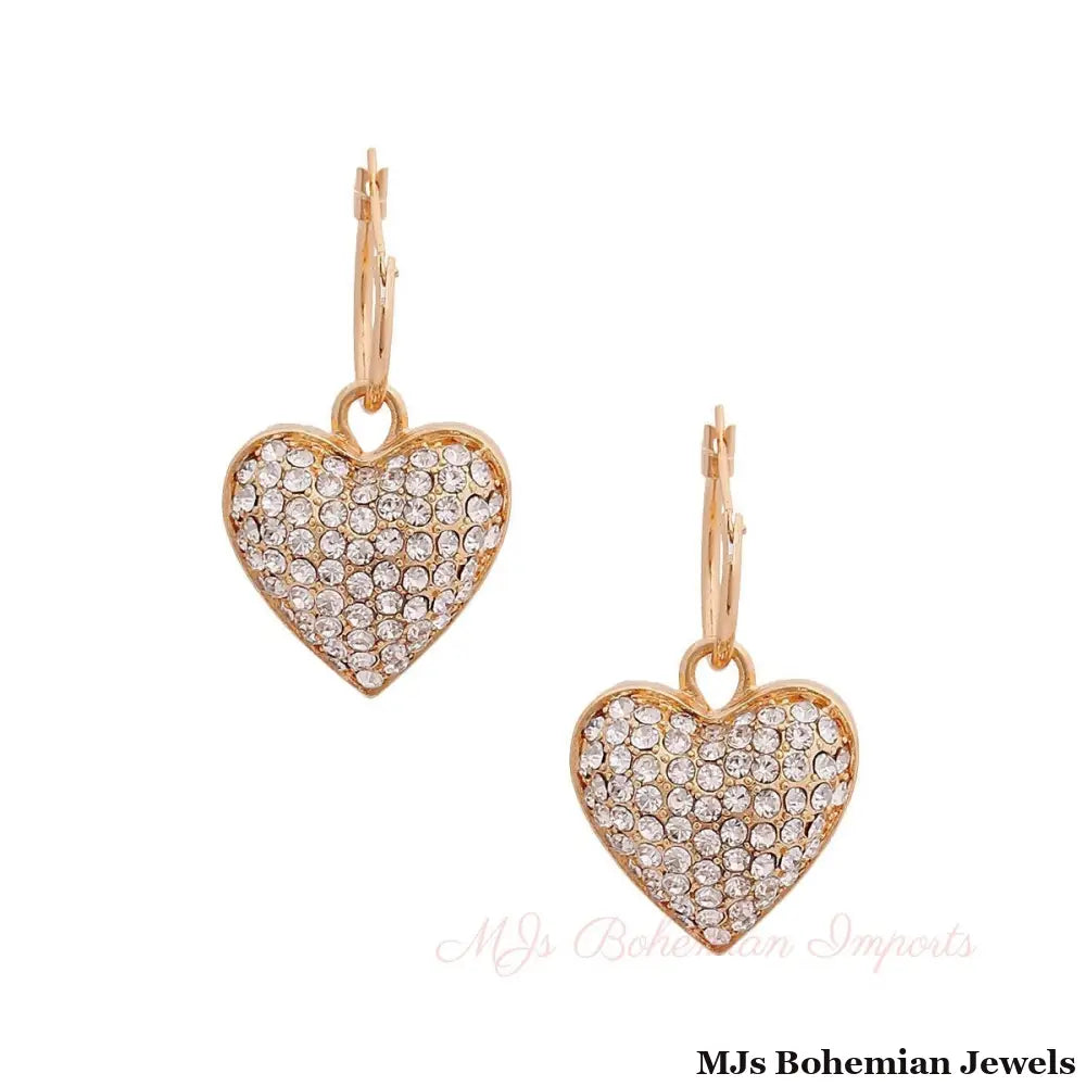 Gold 3D Heart Baby Hoops