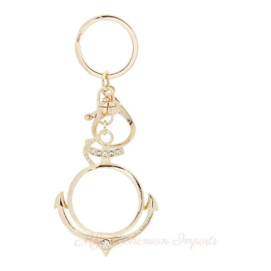Gold Anchor Magnifying Glass Keychain