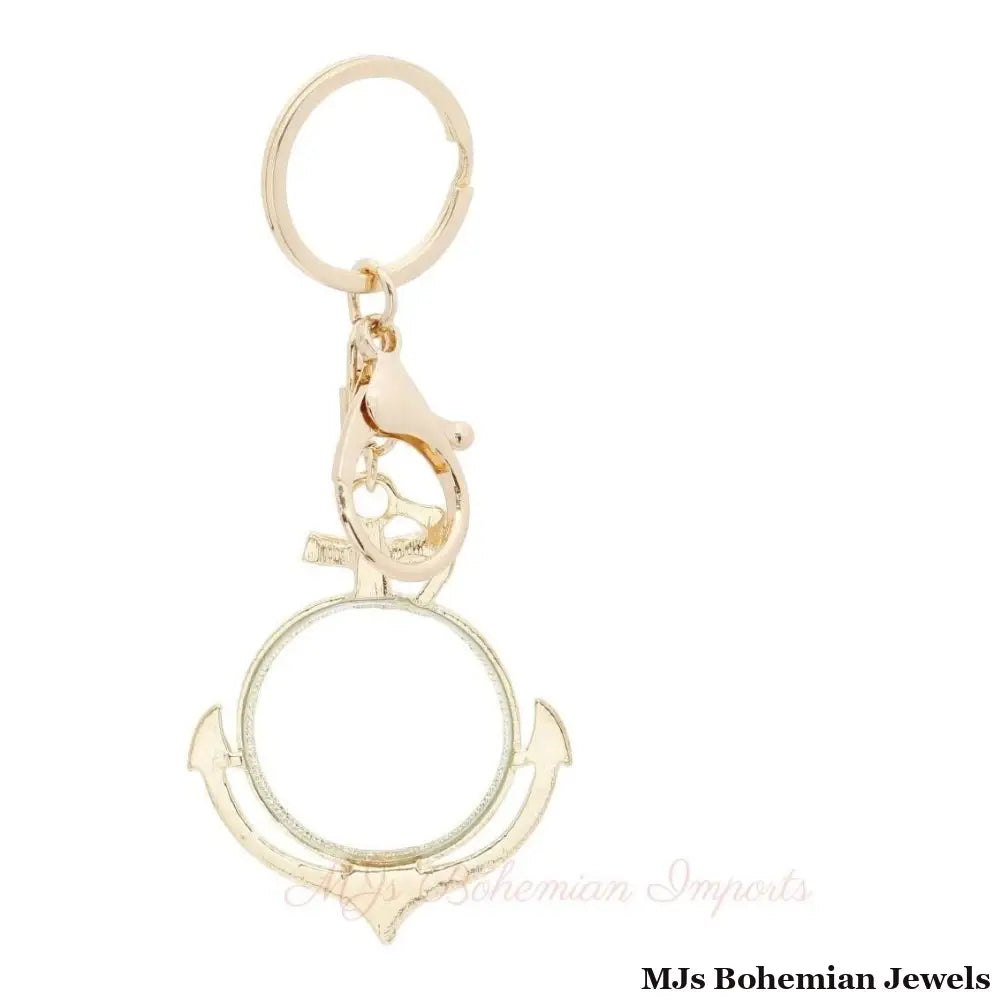 Gold Anchor Magnifying Glass Keychain