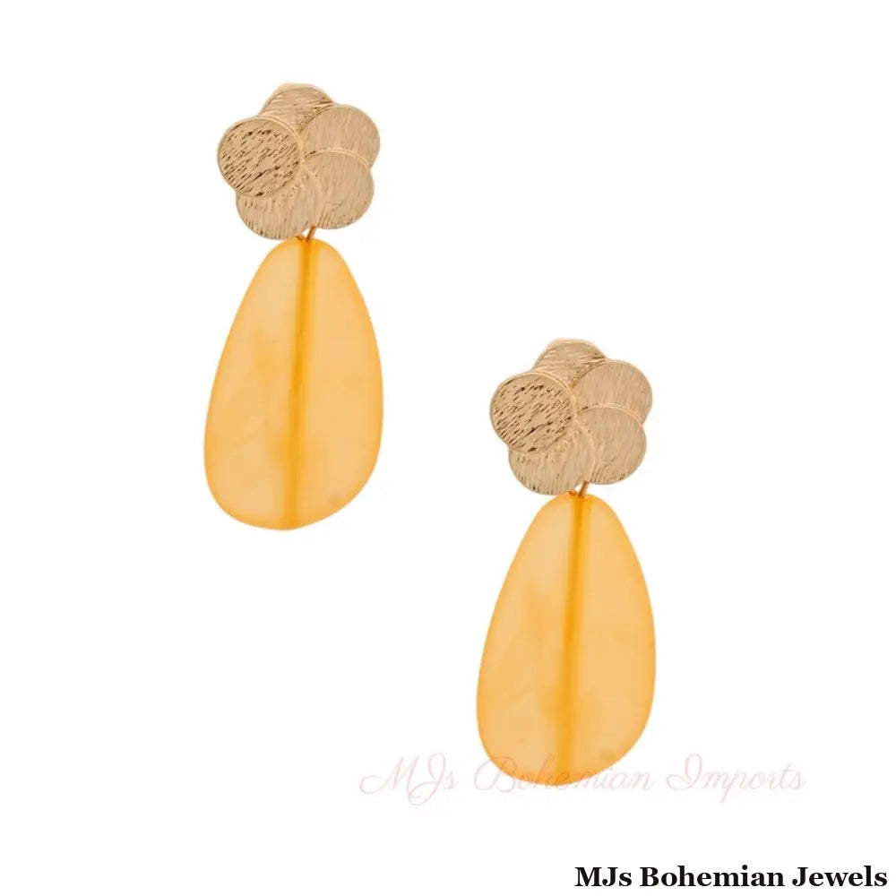 Gold and Yellow Resin Earrings