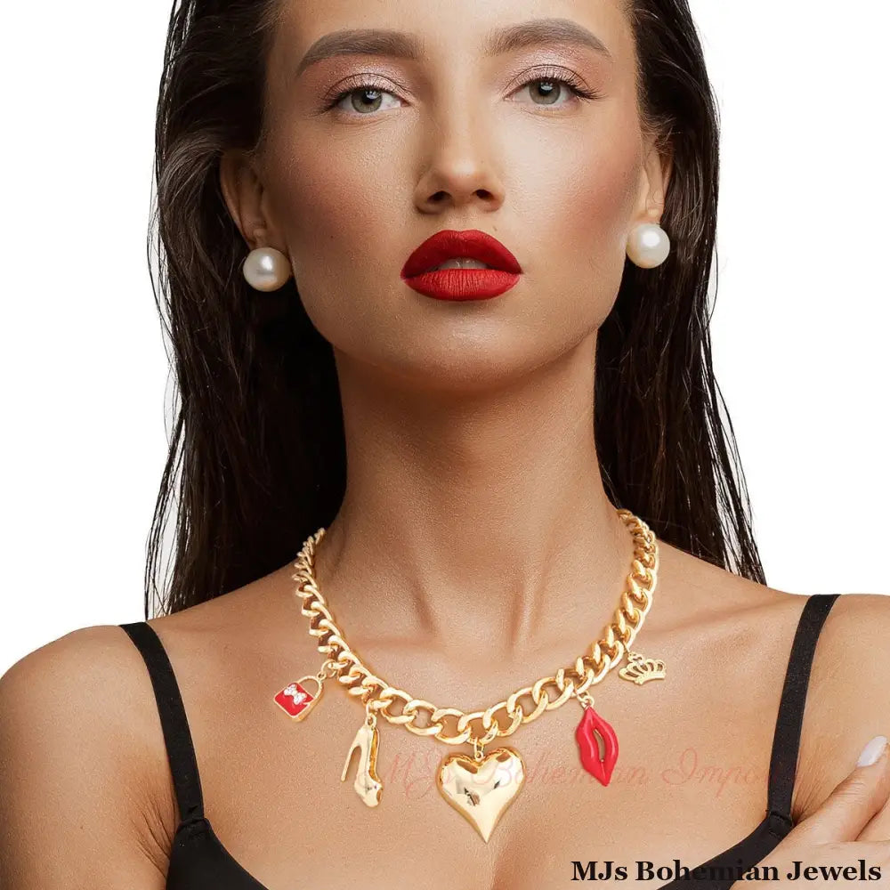 Gold Boutique Heart Charm Chain