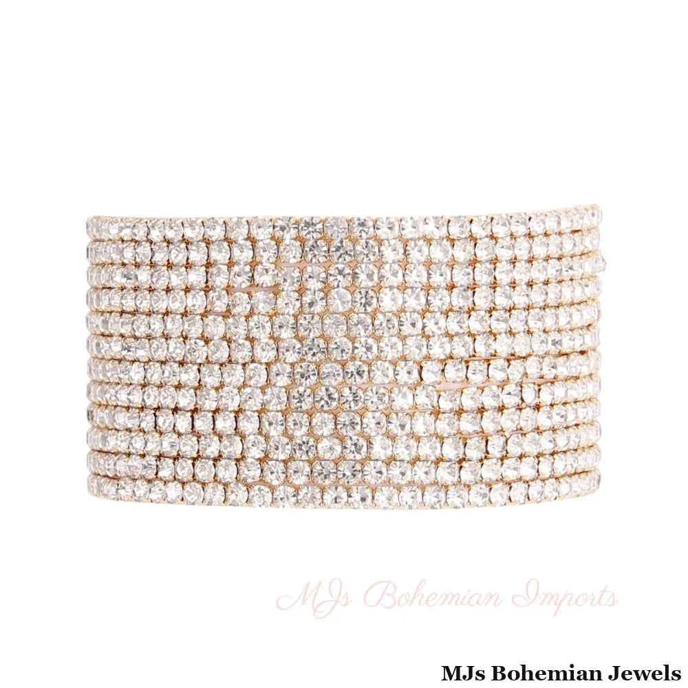 Gold Clear 12 Row Stone Bracelets