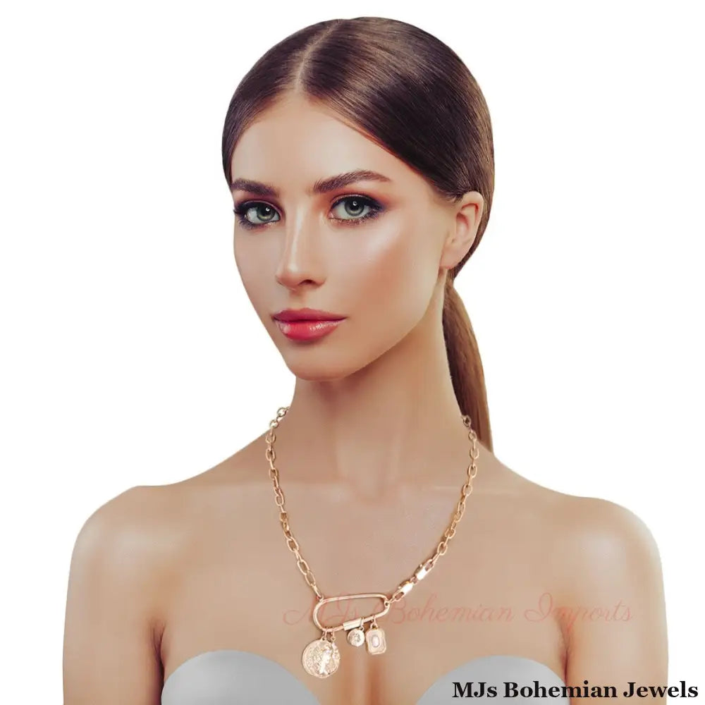 Gold Coin Screw Carabiner Chain