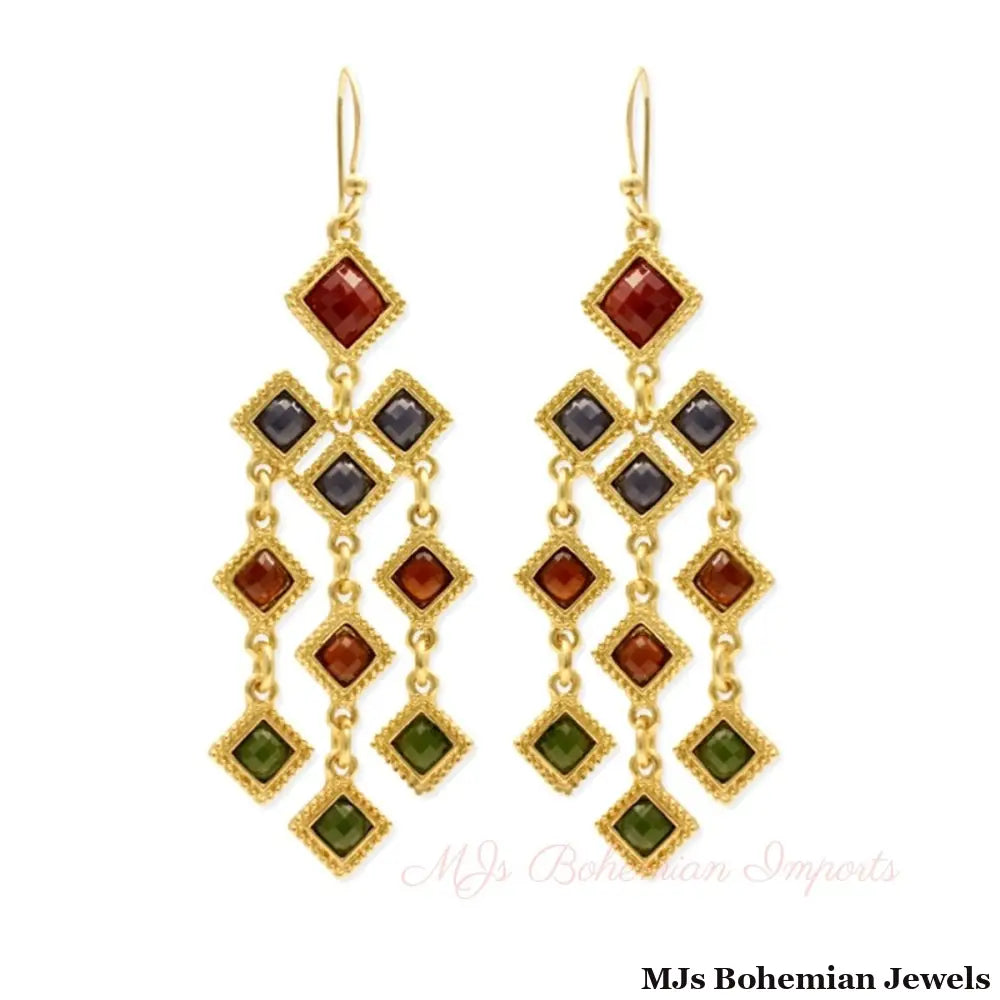 Gold Diamond Resin Earrings