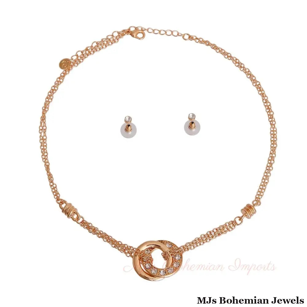 Gold Double Ring Pendant Chain