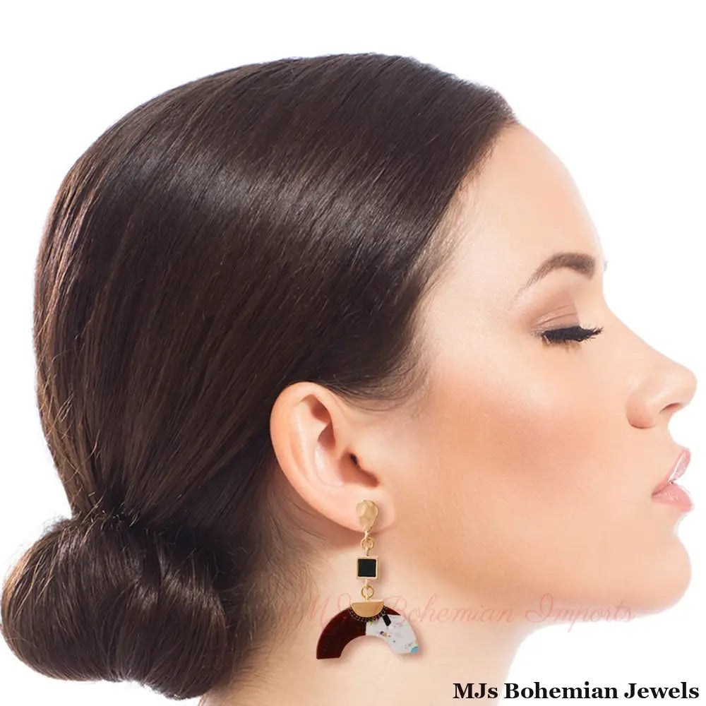 Gold Drop Earrings - Horn Shaped