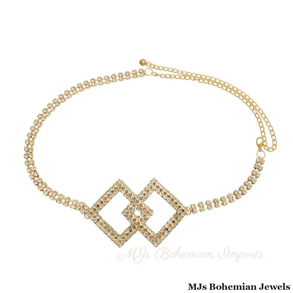 Gold Embellished Diamond Chain Belt