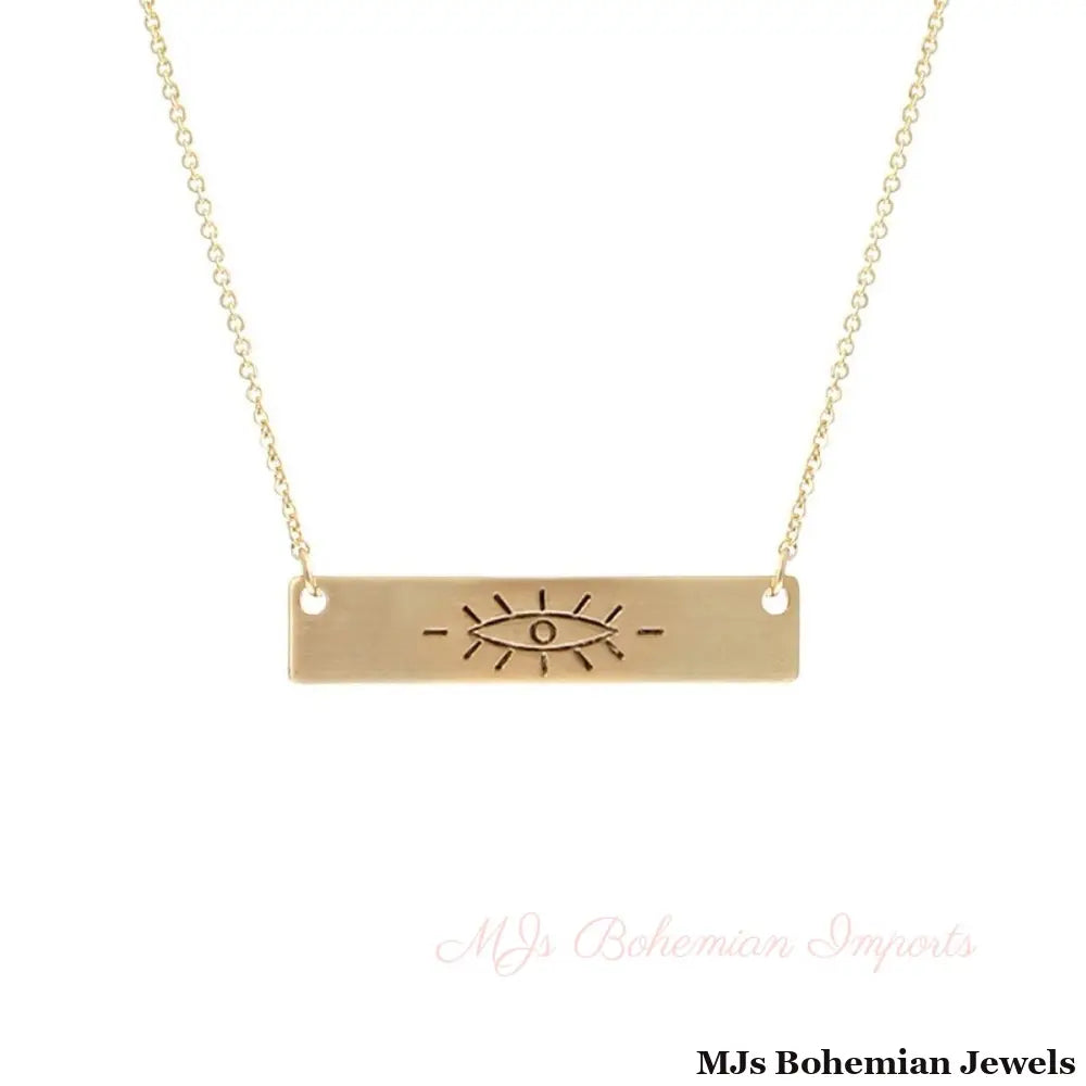 Gold Evil Eye Plate Necklace