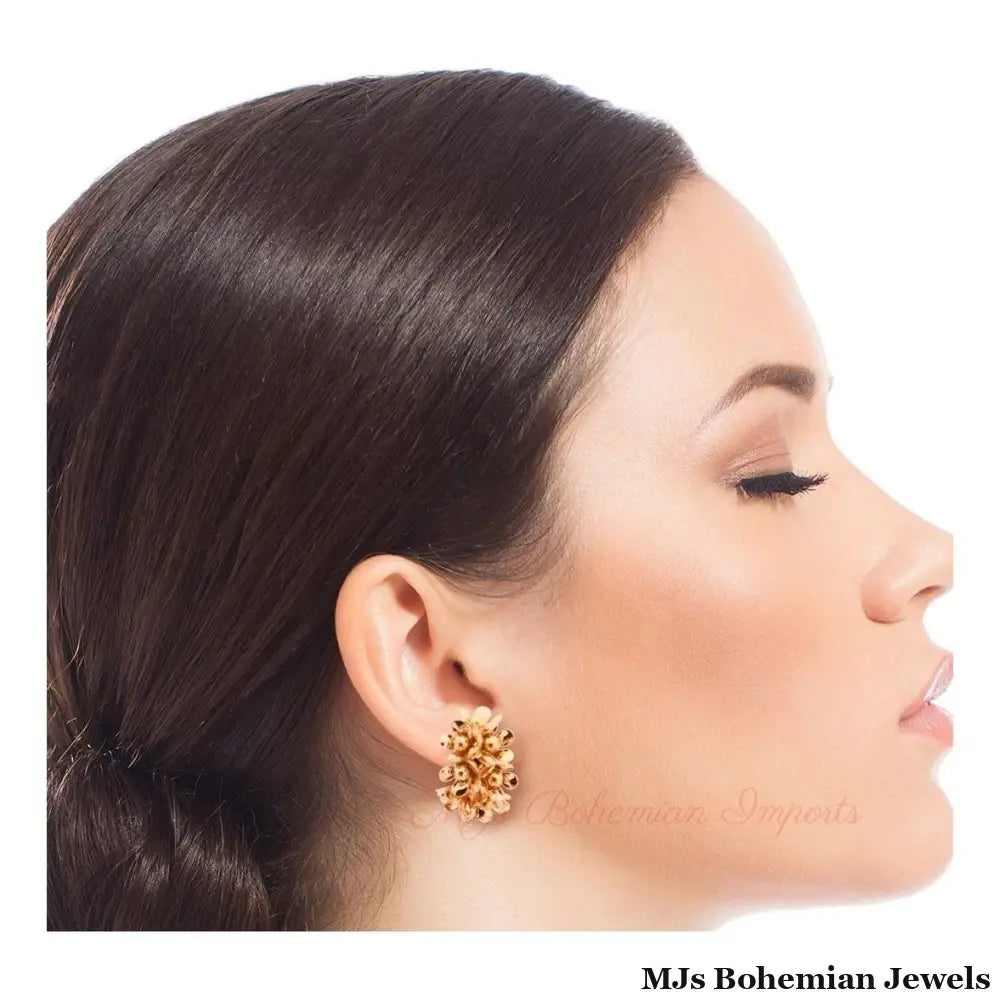 Gold Flower Hoop Earrings
