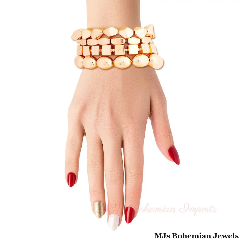 Gold Geometric Bead Bracelets