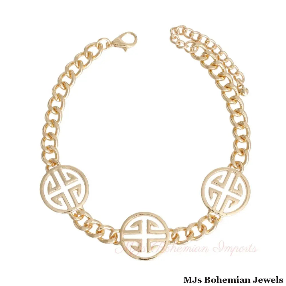 Gold Greek Key Anklet