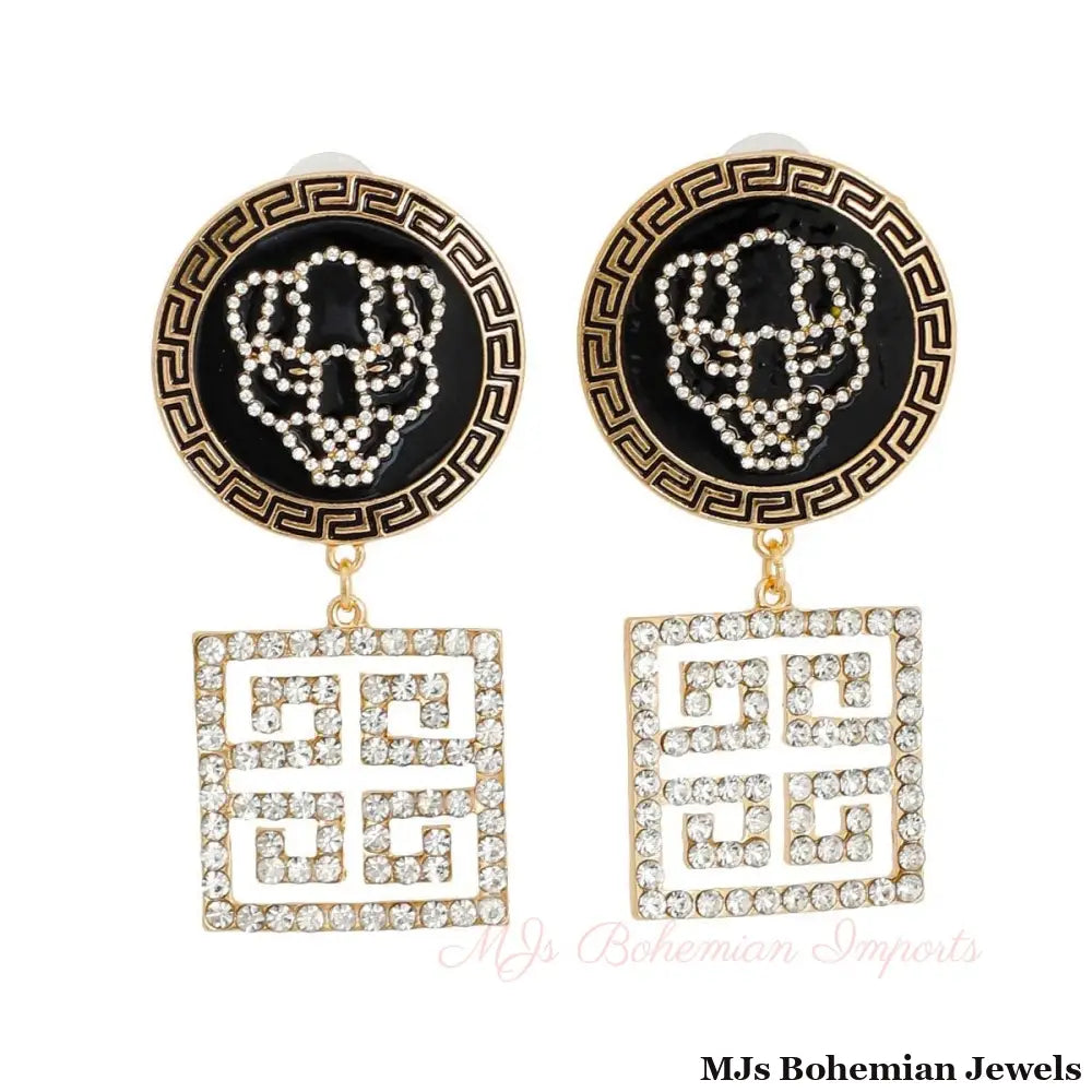 Gold Greek Tiger Charm Earrings