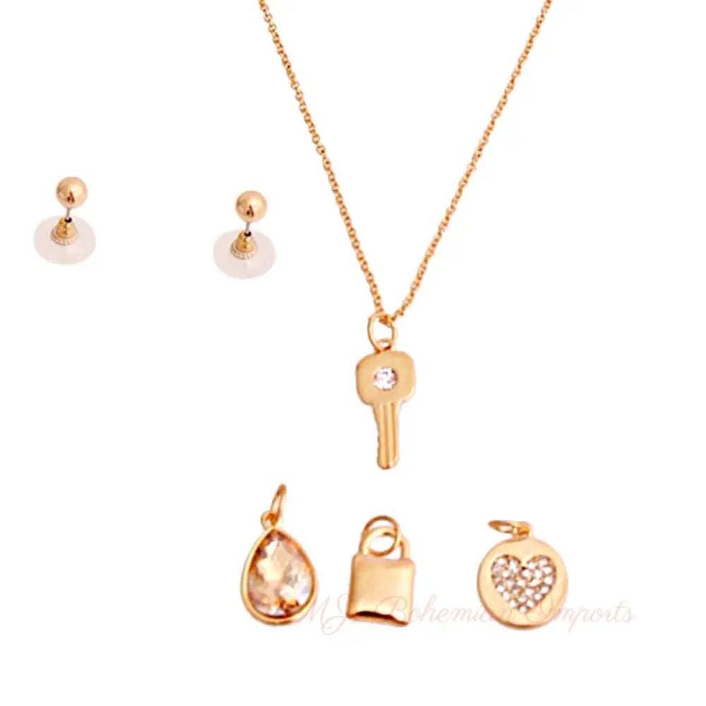 Gold Interchangable Love Charm Necklace