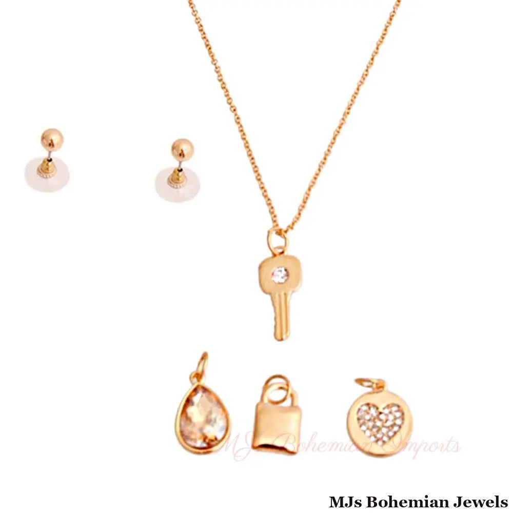Gold Interchangable Love Charm Necklace