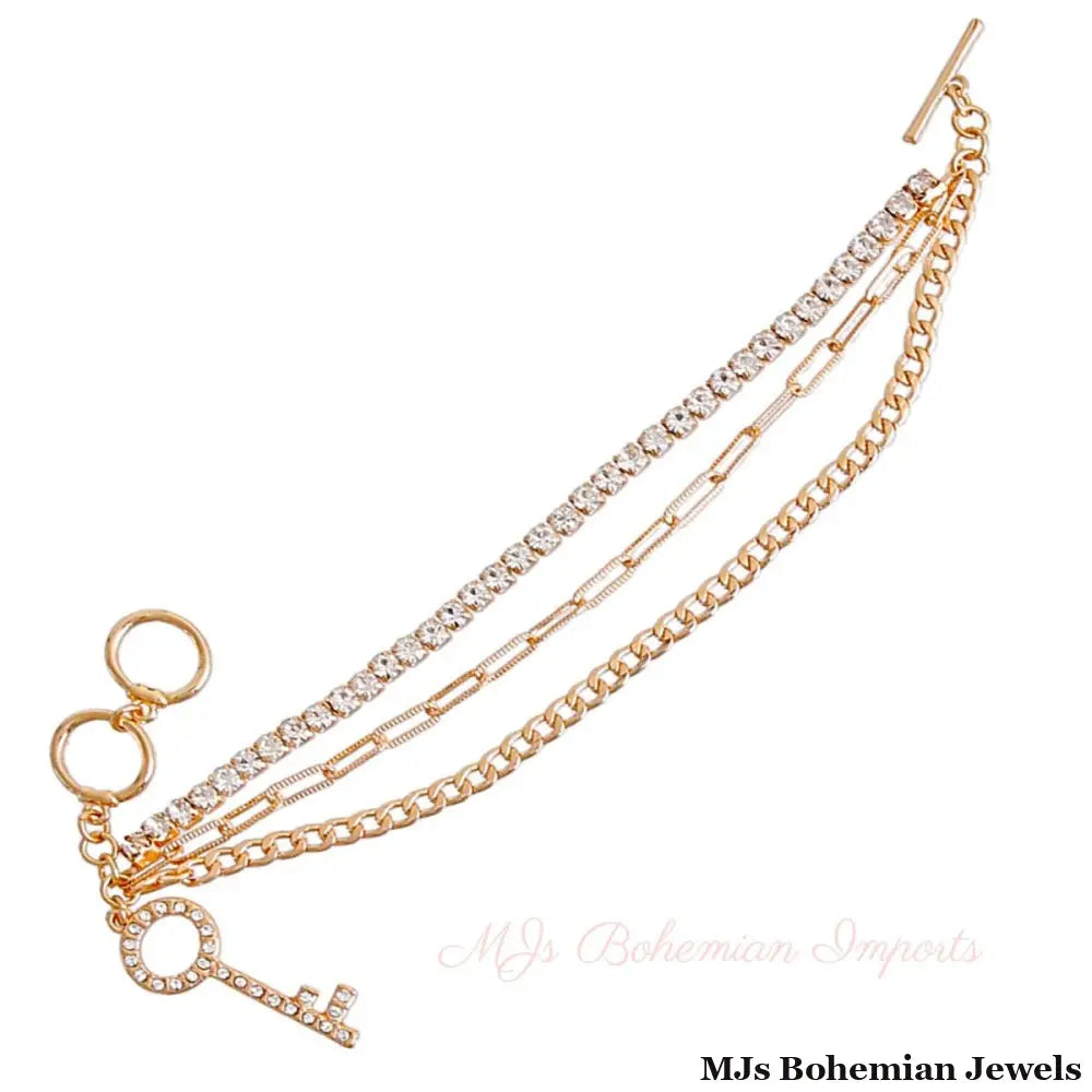 Gold Layered Chain Key Bracelet