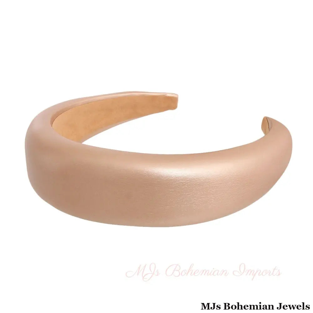 Gold Leather Puffy Headband