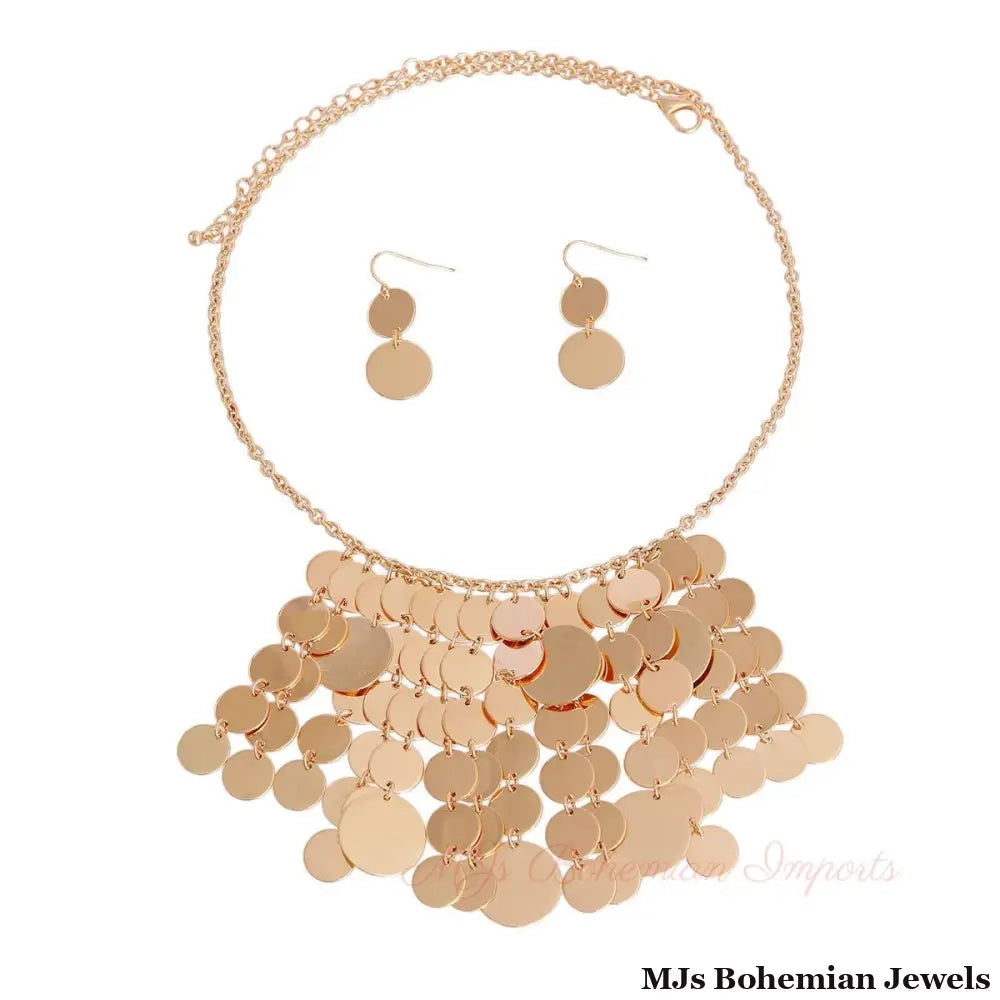 Gold Linked Disc Necklace