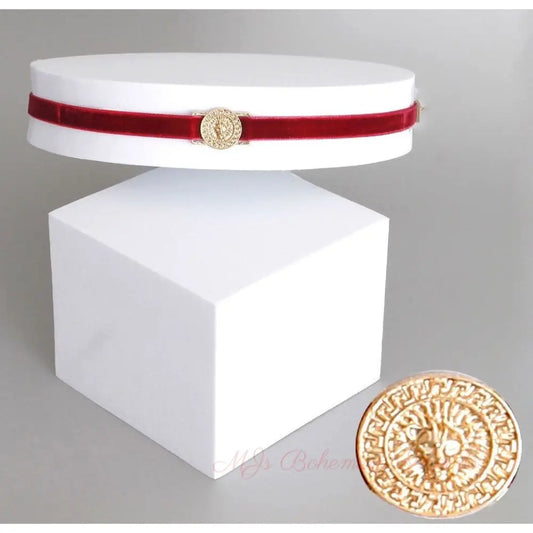 Gold Lion Velvet Choker