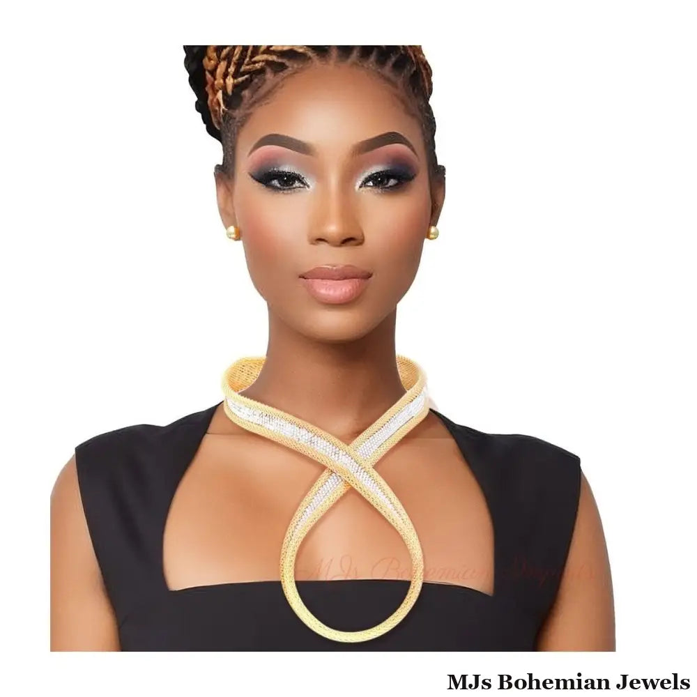 Gold Mesh Infinity Choker Set