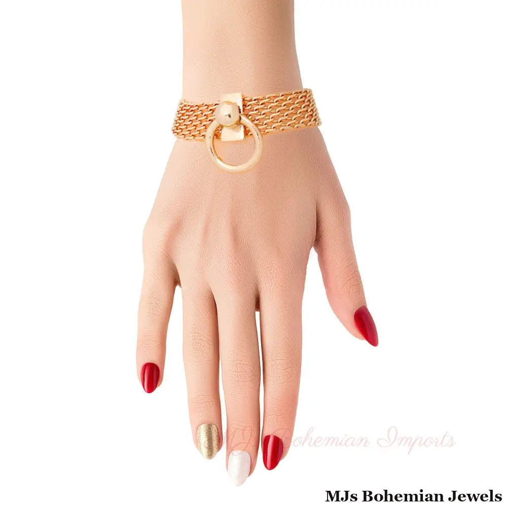 Gold Mesh Toggle Knocker Bracelet