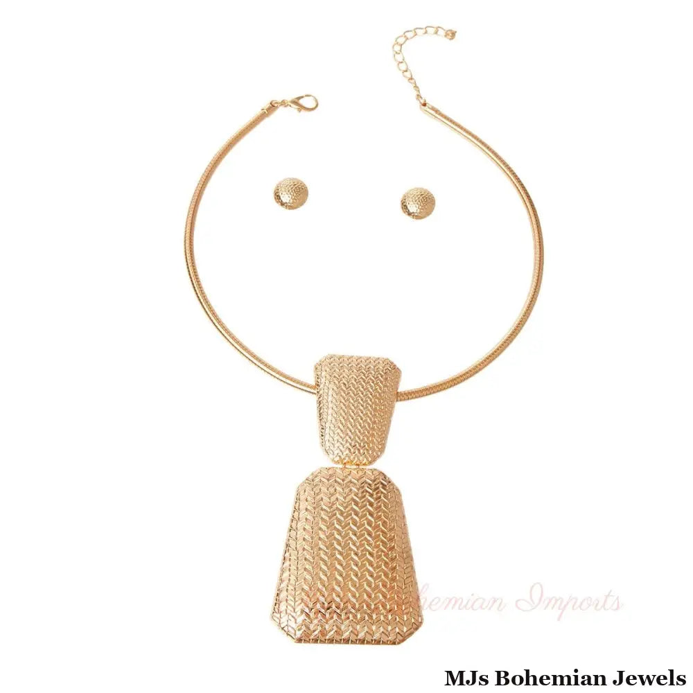 Gold Metal Trapezoid Choker Set