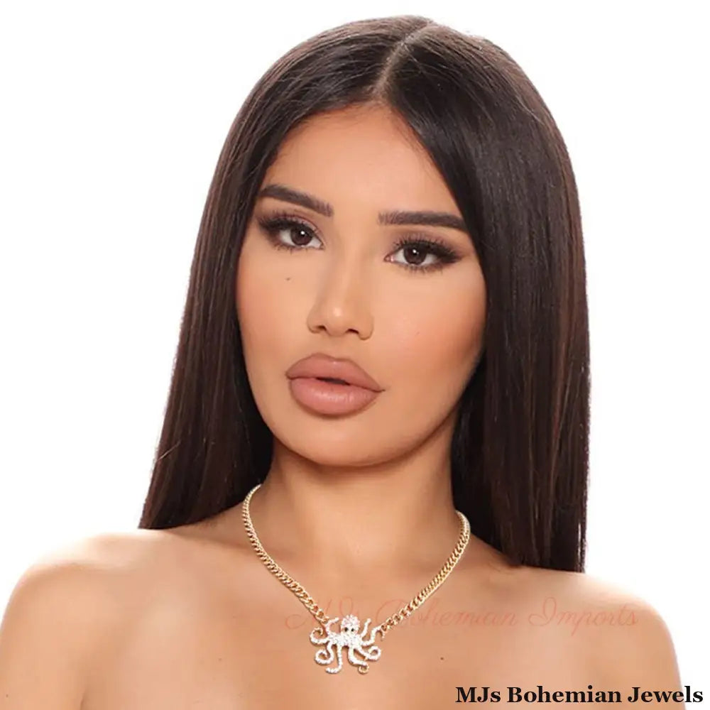 Gold Octopus Pendant Necklace